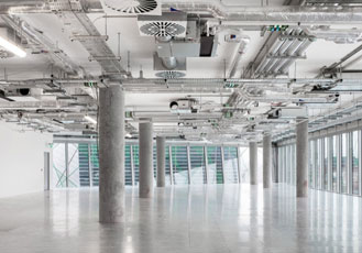 Interior floor shot of 4 Grand Canal Square post NAMA- financed landlord fit-out and prior to tenant fit-out.