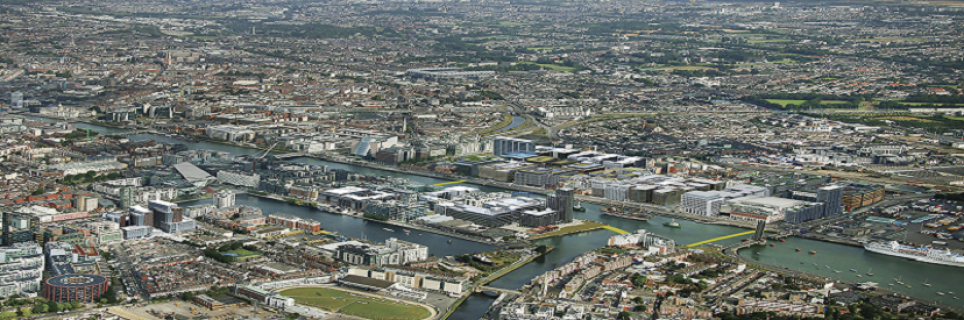 Overhead view of Dublin Docklands
