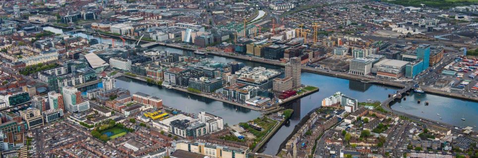 Overhead view of Dublin Docklands